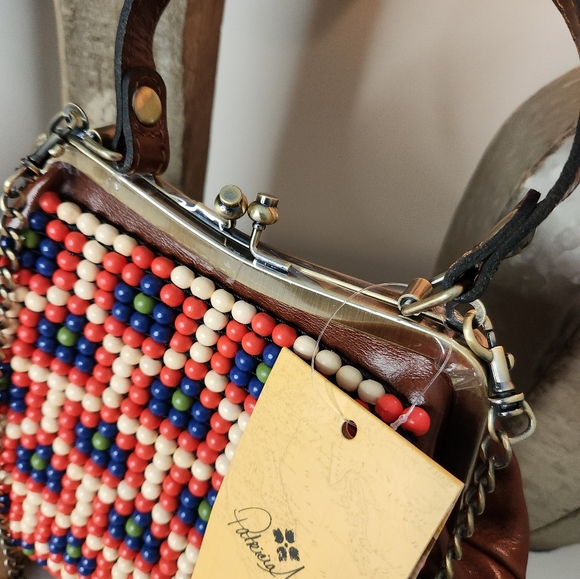 NWT PATRICIA NASH Leather Laureana Beaded Framed Satchel - Picture 6 of 9